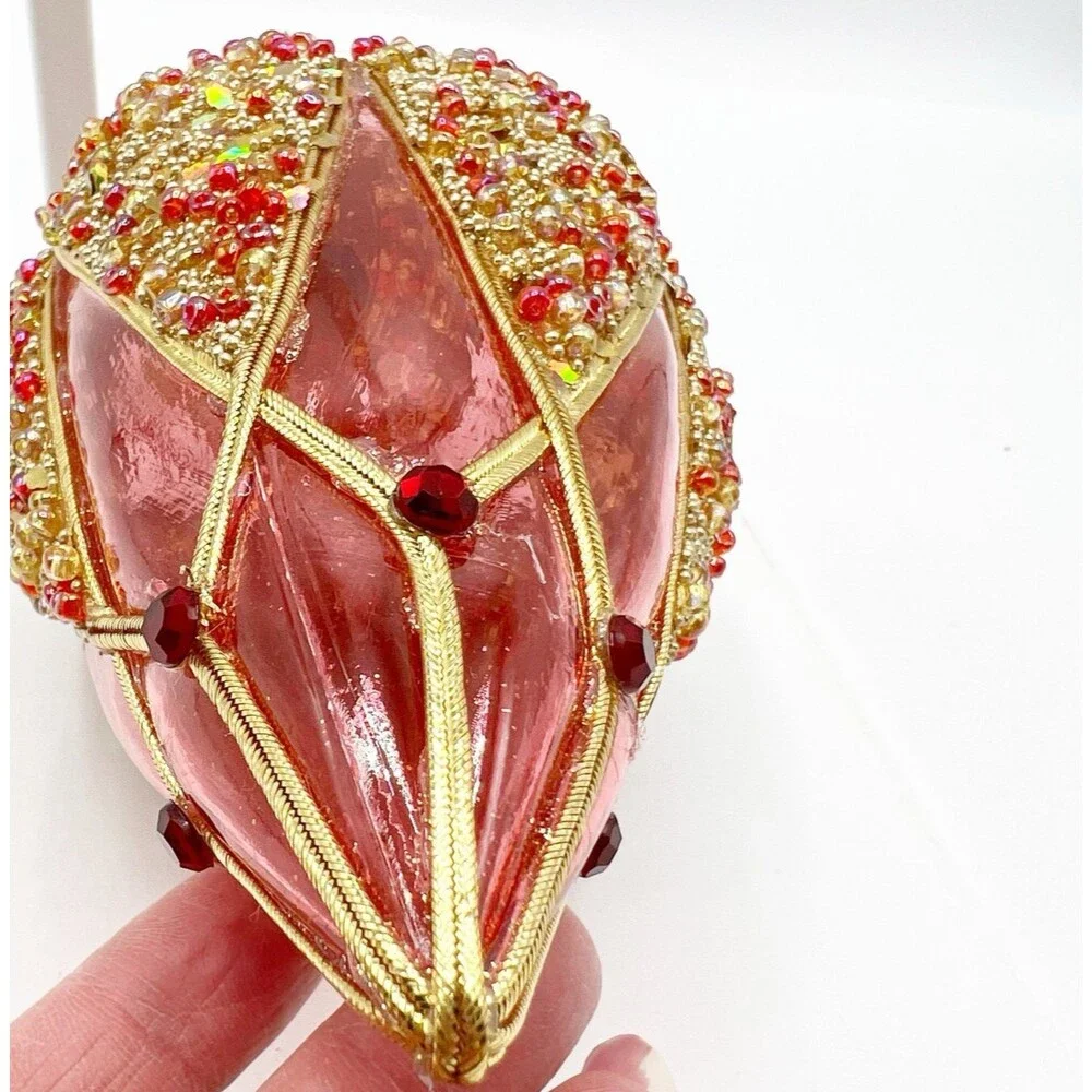 Vintage Christmas Lantern Beaded Plastic Tear Drop Christmas Tree Ornament 7.5